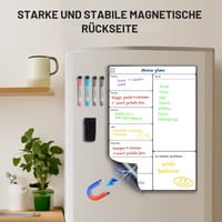 Magnetická biela tabuľa na chladničku SURFOU A3 – stierateľný samolepiaci týždenný plánovač, plánovač jedálnička, nákupný zoznam so 4 fixkami a stierkou, pre domácnosť a kanceláriu 2