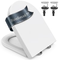 Capac WC SURFOU în formă de D cu mecanism de închidere lentă, plastic PP, capacitate portantă 200 kg, detașabil pentru curățare ușoară, alb 1
