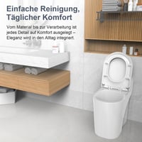 Capac WC SURFOU în formă de D cu mecanism de închidere lentă, plastic PP, capacitate portantă 200 kg, detașabil pentru curățare ușoară, alb 6