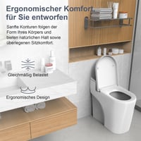 Capac WC SURFOU în formă de D cu mecanism de închidere lentă, plastic PP, capacitate portantă 200 kg, detașabil pentru curățare ușoară, alb 5