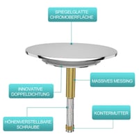 Zátka do vane SURFOU, priemer 72 mm, tesnenie 44 mm, univerzálna vypúšťacia zátka do vane a vírivky 5