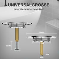 SURFOU Zátka do vane, priemer 72 mm, univerzálna vypúšťacia zátka s tesnením 44 mm, nastaviteľná, chróm, nehrdzavejúca oceľ, pre väčšinu štandardných vaní 2
