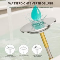 SURFOU Zátka do vane, priemer 72 mm, univerzálna vypúšťacia zátka s tesnením 44 mm, nastaviteľná, chróm, nehrdzavejúca oceľ, pre väčšinu štandardných vaní 3