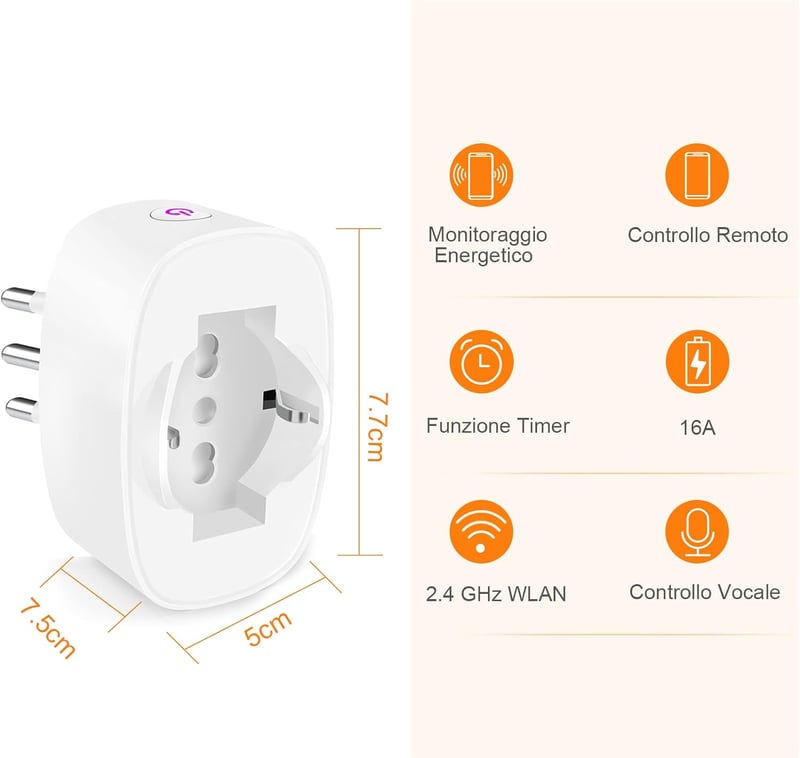 SURFOU Smart WiFi Okos Aljzat Type L, Alexa és Google Home kompatibilis, Időzítő és Fogyasztásmérő