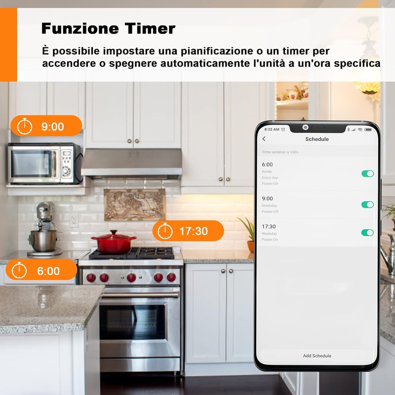 SURFOU Smart WiFi Okos Aljzat Type L, Alexa és Google Home kompatibilis, Időzítő és Fogyasztásmérő
