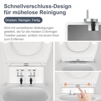 Colac de WC Surfou cu Mecanism de Închidere Lentă, din Duroplast, Formă O, Capac WC Alb cu Sistem Anti-trântire 2