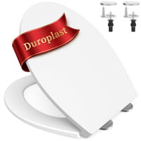 Colac de WC Surfou cu Mecanism de Închidere Lentă, din Duroplast, Formă O, Capac WC Alb cu Sistem Anti-trântire 1