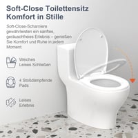 Capac WC SURFOU cu mecanism Soft Close, capac de toaletă oval alb cu balama cu închidere lentă 7