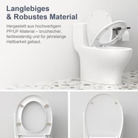 Capac WC SURFOU cu mecanism Soft Close, capac de toaletă oval alb cu balama cu închidere lentă 3