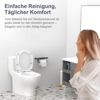 Capac WC SURFOU cu mecanism Soft Close, capac de toaletă oval alb cu balama cu închidere lentă 6