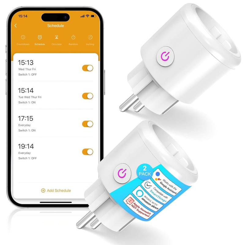 SURFOU WiFi okos konnektor Alexa Google Home kompatibilis 2db energiamérés
