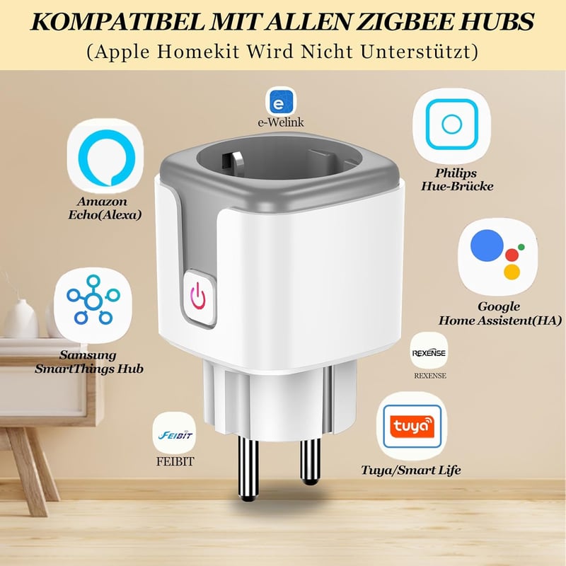 SURFOU Zigbee okos aljzat időzítővel és fogyasztásmérővel, Philips Hue kompatibilis