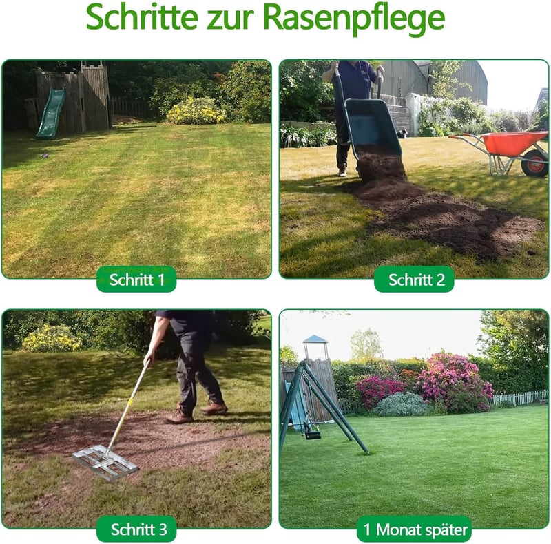 SurmountWay Profi Gyepegyengető Gereblye 2m - Rozsdamentes Acél Fűfelszín Simító Eszköz Golfpályákhoz és Kertekhez, Állítható Hossz (25 x 41