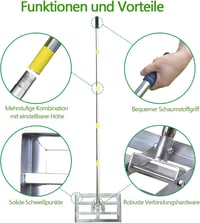 SurmountWay Profi Gyepegyengető Gereblye 2m - Rozsdamentes Acél Fűfelszín Simító Eszköz Golfpályákhoz és Kertekhez, Állítható Hossz (25 x 41 2