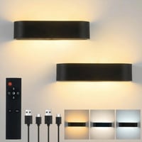 SURPALIG 2 ks LED vnútorné nástenné svietidlo 10W, moderné nástenné osvetlenie hore/dole, 6000 mAh, 3000K/4000K/6000K, s vypínačom a časovačom, do spálne, obývačky, na schodisko a chodbu 1
