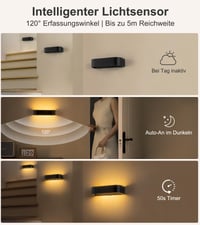 SURPALIG 2 ks LED vnútorné nástenné svietidlo 10W, moderné nástenné osvetlenie hore/dole, 6000 mAh, 3000K/4000K/6000K, s vypínačom a časovačom, do spálne, obývačky, na schodisko a chodbu 4