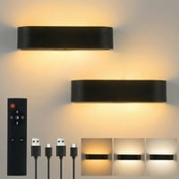 SURPALIG 2 ks LED vnútorné nástenné svietidlo 10W, moderné nástenné osvetlenie hore/dole, 6000 mAh, 3000K/4000K/6000K, s vypínačom a časovačom, do spálne, obývačky, na schodisko a chodbu 7
