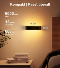SURPALIG 2 ks LED vnútorné nástenné svietidlo 10W, moderné nástenné osvetlenie hore/dole, 6000 mAh, 3000K/4000K/6000K, s vypínačom a časovačom, do spálne, obývačky, na schodisko a chodbu 5