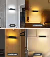 SURPALIG 2 ks LED vnútorné nástenné svietidlo 10W, moderné nástenné osvetlenie hore/dole, 6000 mAh, 3000K/4000K/6000K, s vypínačom a časovačom, do spálne, obývačky, na schodisko a chodbu 3