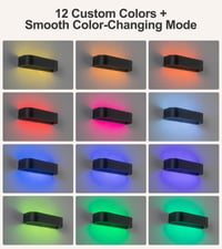 SURPALIG RGB LED nástenné svietidlo 2 ks, 16 farieb, 6000 mAh batériové interiérové nástenné osvetlenie, stmievateľné s diaľkovým ovládaním a časovačom, dekorácia do izby a herne, čierne 3