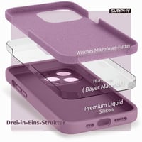 Silikónový kryt SURPHY pre iPhone 13 Pro s ochrannou fóliou na displej - fialový, ochrana fotoaparátu, ochranné puzdro na telefón s uhlopriečkou 6,1 palca 5