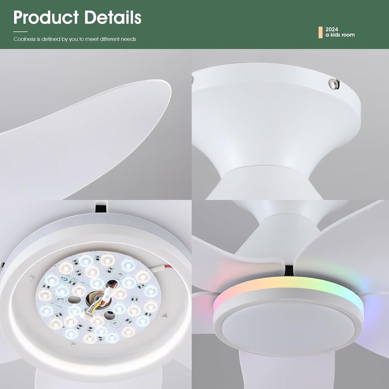 Surtime 117 cm Mennyezeti Ventilátor Lámpával, Távirányítóval, 6 Fokozat, Halványítható