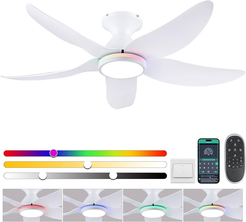 Surtime 117 cm Mennyezeti Ventilátor Lámpával, Távirányítóval, 6 Fokozat, Halványítható