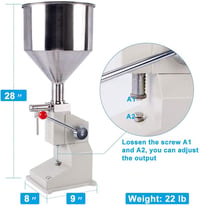 SUSEMSE Kézi Folyadéktöltő Gép 5-50ml - Rozsdamentes Acél Palacktöltő Víz, Olaj és Paszta Adagolásához - A03 Modell - A03 5-50ml, Stainless Steel 5