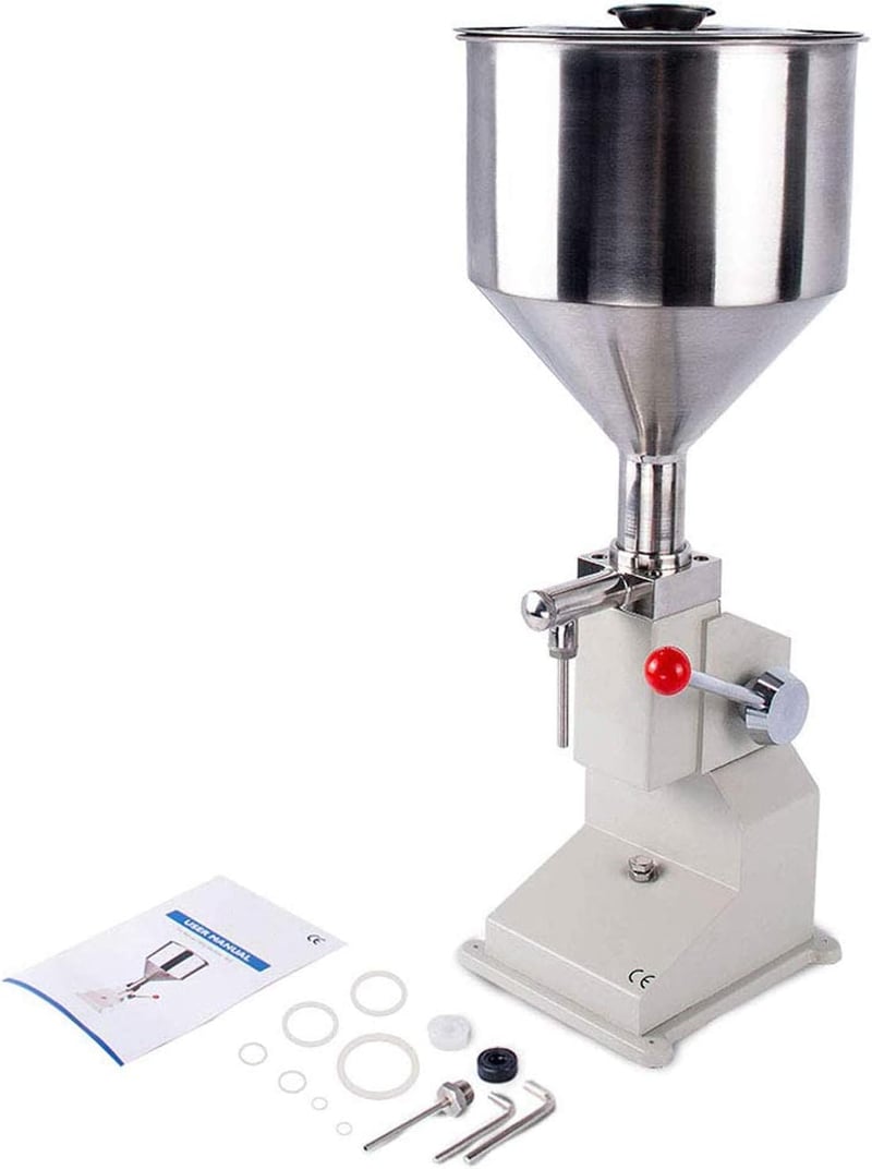 SUSEMSE Kézi Folyadéktöltő Gép 5-50ml - Rozsdamentes Acél Palacktöltő Víz, Olaj és Paszta Adagolásához - A03 Modell - A03 5-50ml, Stainless Steel