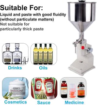 SUSEMSE Kézi Folyadéktöltő Gép 5-50ml - Rozsdamentes Acél Palacktöltő Víz, Olaj és Paszta Adagolásához - A03 Modell - A03 5-50ml, Stainless Steel 7