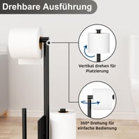 susswiff Samostojeći držač toaletnog papira s četkom za WC, mat crni, samostojeći držač toaletnog papira za kupaonicu 4