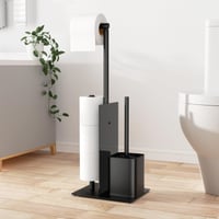 susswiff Samostojeći držač toaletnog papira s četkom za WC, mat crni, samostojeći držač toaletnog papira za kupaonicu 7