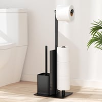 susswiff Samostojeći držač toaletnog papira s četkom za WC, mat crni, samostojeći držač toaletnog papira za kupaonicu 1