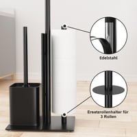 susswiff Samostojeći držač toaletnog papira s četkom za WC, mat crni, samostojeći držač toaletnog papira za kupaonicu 3