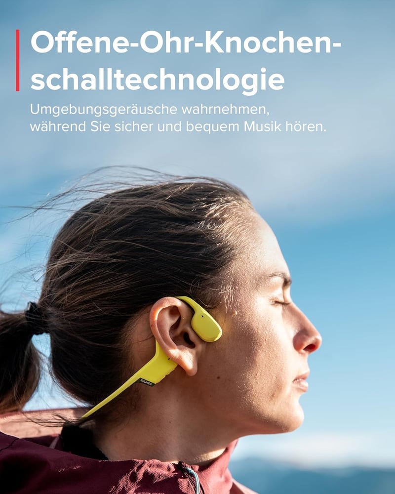 SUUNTO Sonic csontvezetéses nyílt fülhallgató Bluetooth sporthoz, vízálló 10 órás akkumulátor - One size, red