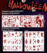 SUVEK 174 darabos Halloween ablakmatrica szett, vérfolt és zombi kéznyom dekoráció 2