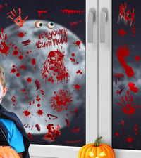 SUVEK 174 darabos Halloween ablakmatrica szett, vérfolt és zombi kéznyom dekoráció 4
