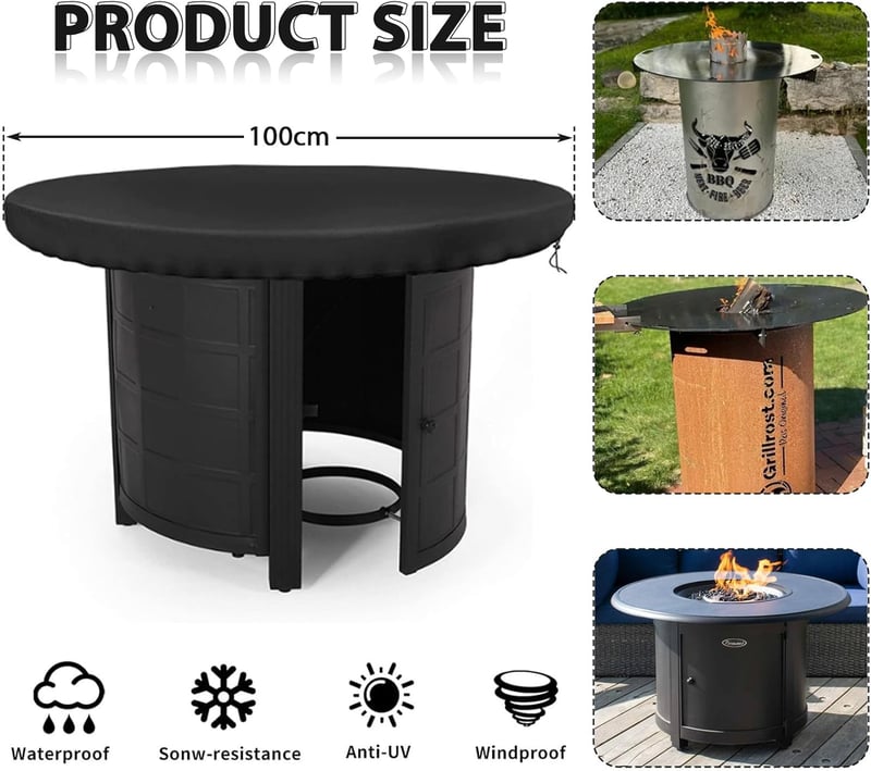 SUWIWKKOA 100cm Kerek Tűzlap Takaró Vízálló UV Védelem Grill Fedő