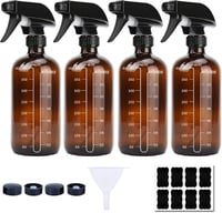 SUXNOS Barna Üveg Szórópalack Szett 500 ml - 4 db Újratölthető Permetező Állítható Fejjel Növényekhez, Virágokhoz, Fodrászathoz és Aromaterá 1