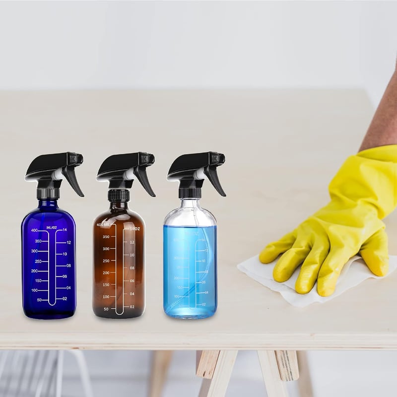 SUXNOS Barna Üveg Szórópalack Szett 500 ml - 4 db Újratölthető Permetező Állítható Fejjel Növényekhez, Virágokhoz, Fodrászathoz és Aromaterá
