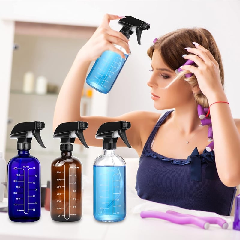SUXNOS Barna Üveg Szórópalack Szett 500 ml - 4 db Újratölthető Permetező Állítható Fejjel Növényekhez, Virágokhoz, Fodrászathoz és Aromaterá