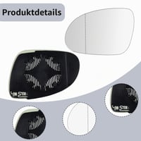 Suysion vyhrievané asférické sklo spätného zrkadla, ľavé, pre VW Golf 5 MK5 2003-2008, Jetta 5 2005-2010, Passat B6 2007-2011, strana vodiča, s držiakom 3
