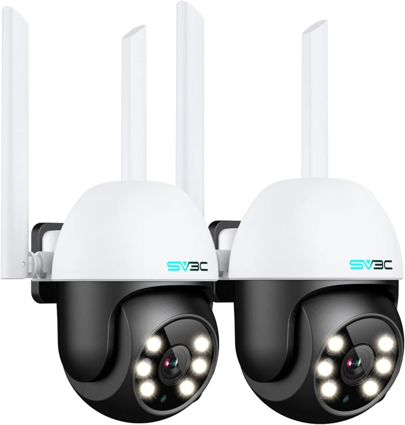 SV3C 2db Kültéri PTZ Biztonsági Kamera, 1080P WiFi IP Kamera, 360° Automatikus Követés, Színes Éjjellátás, Hangfelvétel, Mozgásérzékelés, 24