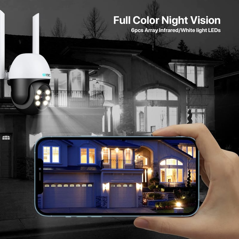 SV3C 2db Kültéri PTZ Biztonsági Kamera, 1080P WiFi IP Kamera, 360° Automatikus Követés, Színes Éjjellátás, Hangfelvétel, Mozgásérzékelés, 24