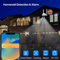 SV3C 2db Kültéri PTZ Biztonsági Kamera, 1080P WiFi IP Kamera, 360° Automatikus Követés, Színes Éjjellátás, Hangfelvétel, Mozgásérzékelés, 24 3