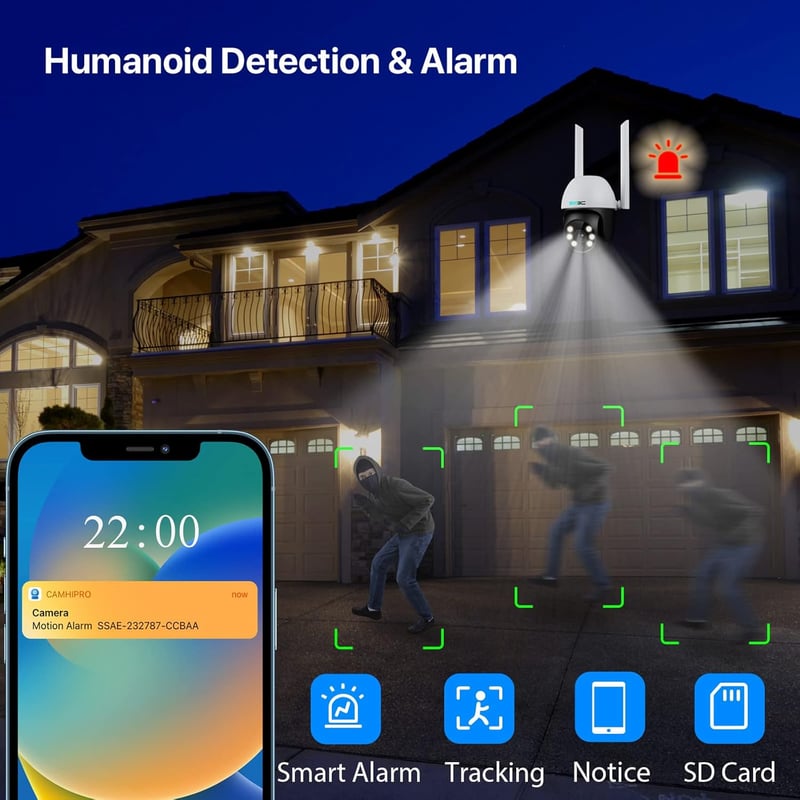 SV3C 2db Kültéri PTZ Biztonsági Kamera, 1080P WiFi IP Kamera, 360° Automatikus Követés, Színes Éjjellátás, Hangfelvétel, Mozgásérzékelés, 24