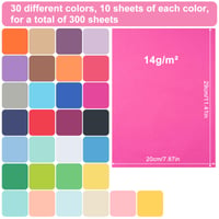Priesvitný papier Svalor – 300 listov v 30 farbách, hodvábny papier A4, 14 g/m², na kreatívne ručné práce, papierové kvety a brmbolce (20 x 29 cm) 2