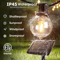 Svater G40 Napelemes Kültéri Fényfüzér 30m - 50 LED Meleg Fehér Retro Izzó, IP65 Vízálló, 4 Üzemmód, Automata Be/Ki Funkcióval Kerthez, Tera 4