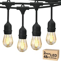 Svater LED Kültéri Fényfüzér 29m, IP65 Vízálló, 2x48FT Retro S14 Műanyag Izzókkal, Kerthez, Teraszhoz, Esküvőhöz, 2700K Meleg Fehér 1