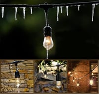 Svater LED Kültéri Fényfüzér 29m, IP65 Vízálló, 2x48FT Retro S14 Műanyag Izzókkal, Kerthez, Teraszhoz, Esküvőhöz, 2700K Meleg Fehér 3